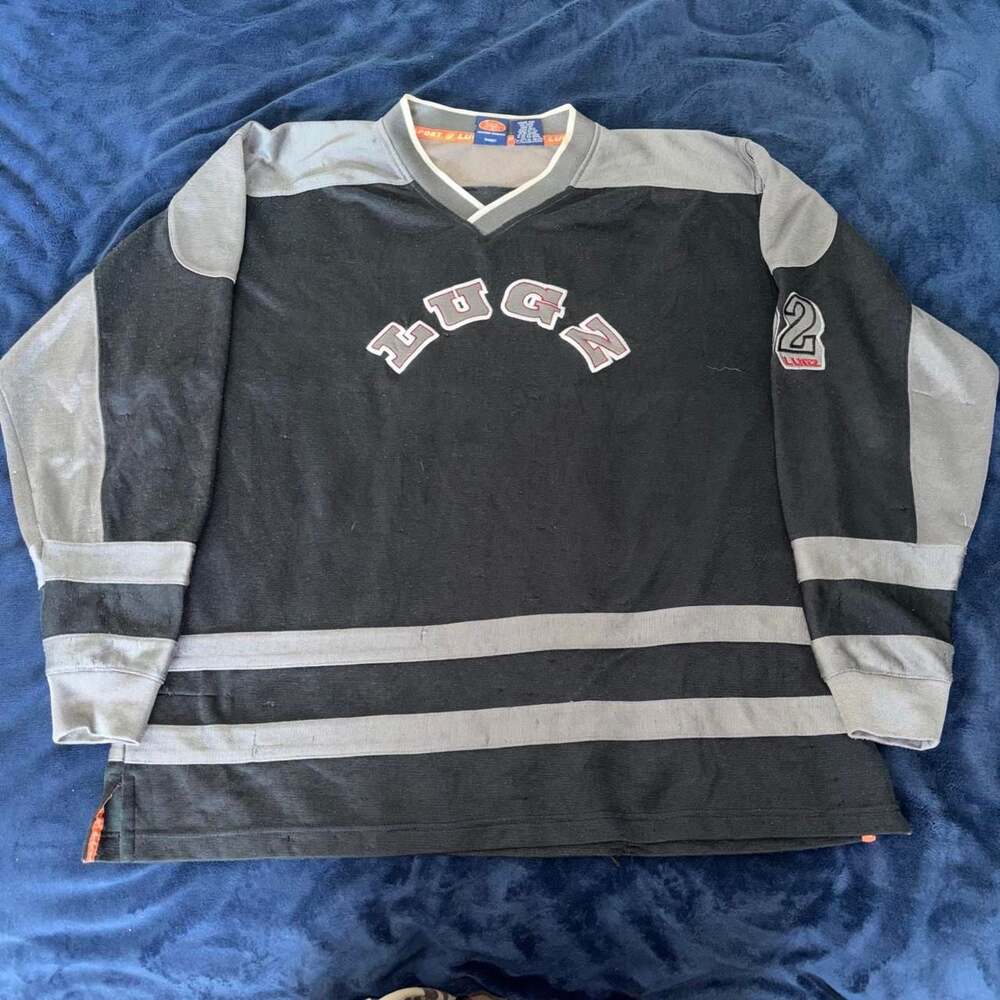Lugz Sport Black and Gray Hockey Jersey XXL